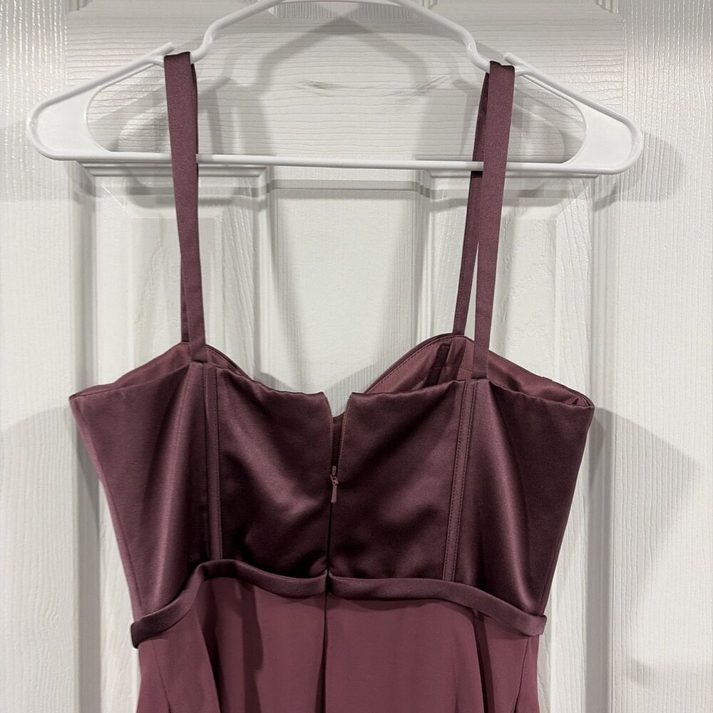 Satin Hi Low Formal Dress Dark Mauve Bodice Romantic Evening Party Elegant Size2 - Picture 5 of 8